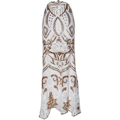 Maxi skirt (White, Gold) from Goddiva Polyester