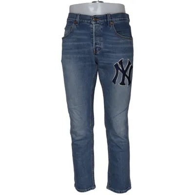 Spijkerbroek (Blauw) van Gucci Katoen, Elastaan, Leer