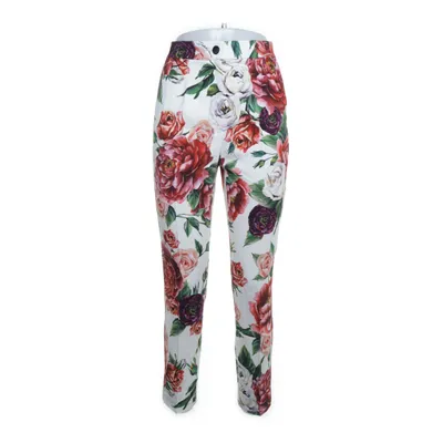 Broek (Wit, Meerkleurig) van Dolce & Gabbana Elastaan, Zijde, Viscose