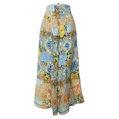 Palazzo pants (Blue, Yellow, Multicolored) from Moqanu Silk