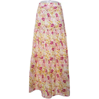 Maxi rok (Wit, Meerkleurig) van Gina Tricot Katoen, Elastaan