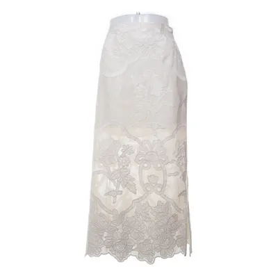 Jupe (Beige, Blanc) de H&M Polyester, Viscose, Coton