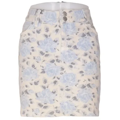 Rok (Blauw, Beige, Meerkleurig) van Oasis Jeans Katoen, Elastaan
