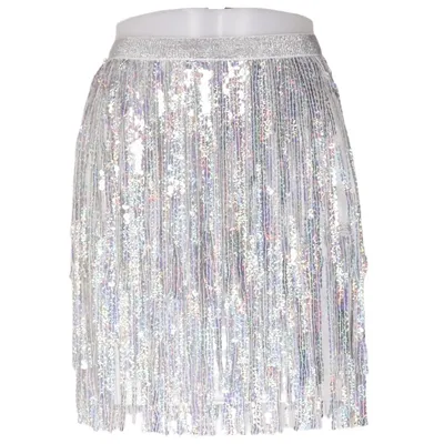 Kjol (Silverfärgad, Flerfärgad) Elastan, Polyester