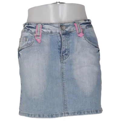 Jupe en jean (Bleu, Rose) de Revers Jeans Coton, Élasthane