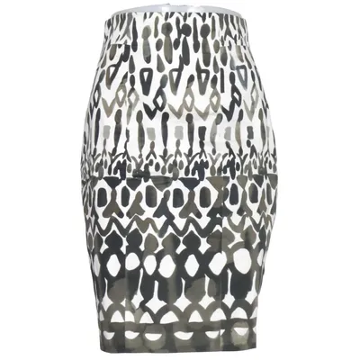 Jupe (Blanc, Gris, Noir) de Elie Tahari Coton, Élasthane, Polyester