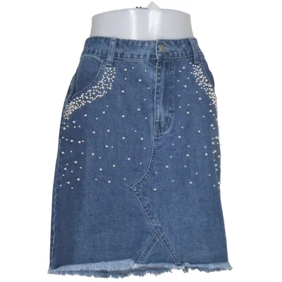 Spijkerrok (Blauw, Wit) van Second Script Katoen, Polyester