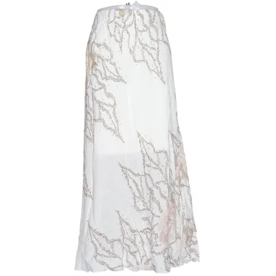 Maxi skirt (White, Multicolored) from Branting Cotton, Elastane, Linen, Viscose