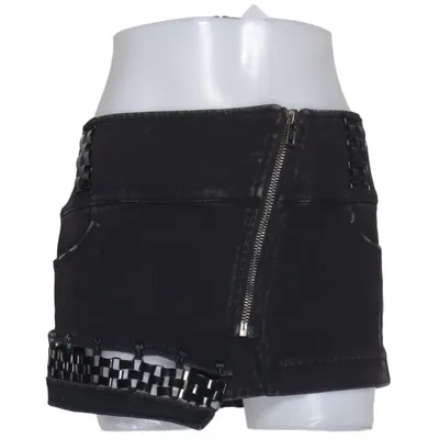 Denim skirt (Black) from Punkrave Cotton, Elastane