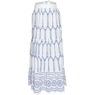 Långkjol (Vit, Blå) från Commense Elastan, Polyester