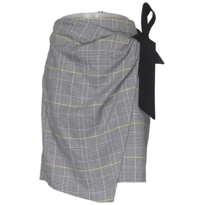 Slå om-nederdel (Grå, Gul, Sort) fra Closet Elastan, Polyester, Viscose