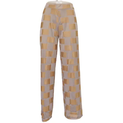 Palazzo pants (Brown, Silver) from Zara Woman Collection Polyester