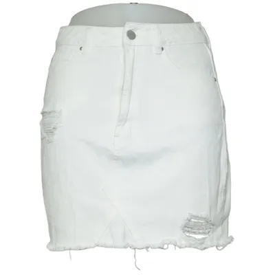Denim skirt (White) from Boohoo Blue Cotton