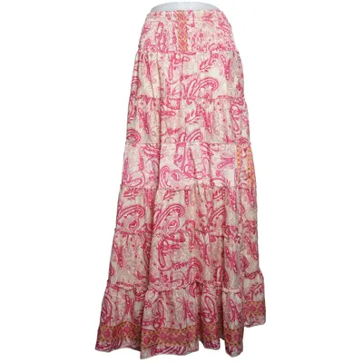 Jupe longue (Rose, Beige) Soie