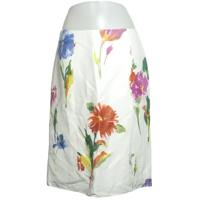 Kjol (Vit, Flerfärgad) från August Silk Acetat, Linne, Silke