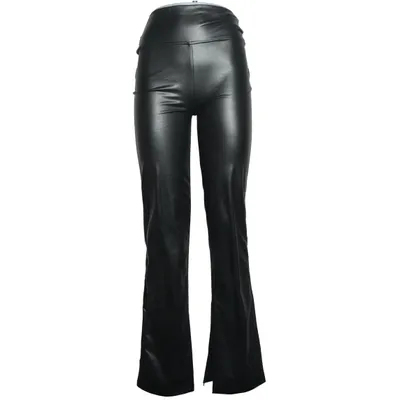 Byxor (Faux Leather Pant With Slit) från Sanne Alexandra Elastan, Polyester, Polyuretan