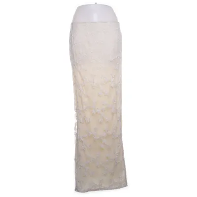 Långkjol (Cream Floral Textured Thigh High Split Maxi Skirt) från PrettyLittleThing Bomull, Polyamid, Polyester