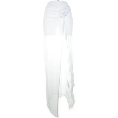 Långkjol (Vit) från PrettyLittleThing Elastan, Polyester