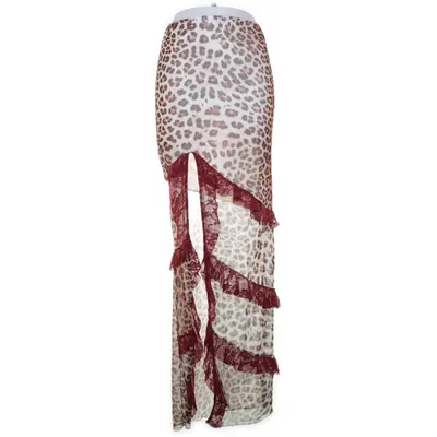 Långkjol (Beige, Flerfärgad) från PrettyLittleThing Elastan, Nylon, Polyester