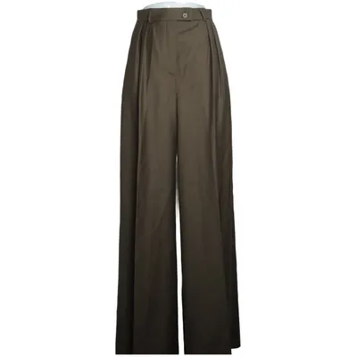 Palazzo pants (Green) from Zara Viscose, Wool