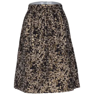 Skirt (Black, Gold) from Miss Selfridge Petites Cotton, Metallic fiber, Polyester
