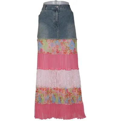 Jeansnederdel (Blå, Pink, Flerfarvet) fra Samoon Bomuld, Elastan, Polyester