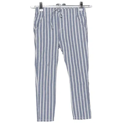 Pants (Blue, White) from Lindex Kids Cotton, Linen