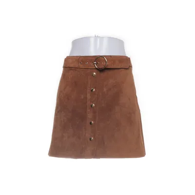 Läderkjol (Brun) från Zara Woman Skinn