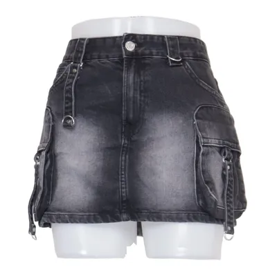 Denim skirt (Gray) from Bershka