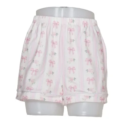 Short de pyjama (Rose, Blanc) de Romwe Élasthane, Polyester