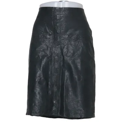 Jupe (Noir) de Turnover Acétate, Cuir