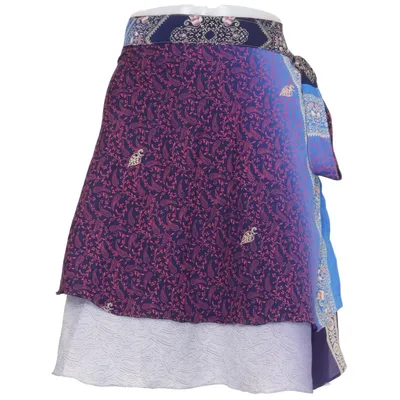 Jupe portefeuille (Bleu, Violet, Multicolore) de S.N.Moda Soie, Viscose