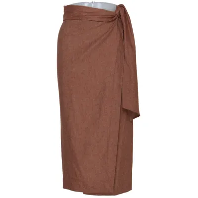 Slå om-nederdel (Brun) fra Ottod'Ame Bomuld, Elastan, Polyester