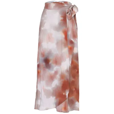 Slå om-nederdel (Brun, Beige) fra Maska Viscose