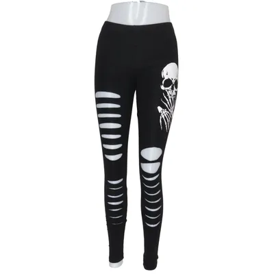 Leggings (Sort, Hvid) fra Banned Elastan, Viscose