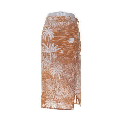 Wikkelrok (Bruin, Wit) van Desmond & Dempsey x H&M Linnen, Viscose