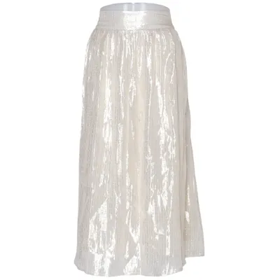 Skirt (Beige) from YVE London Metallic fiber, Silk, Viscose