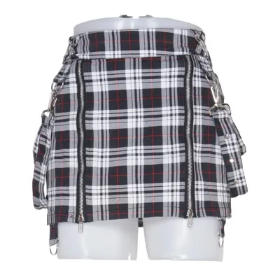 Skirt (Black, White, Red) from Hell Bunny Cotton, Elastane