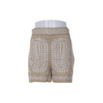 Shorts (Brown, White) from Zara Linen, Polyester, Viscose