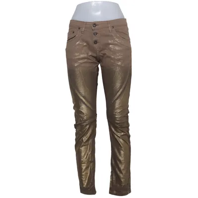 Jeans (Brown, Gold) from Please Vintage Glam Cotton, Elastane