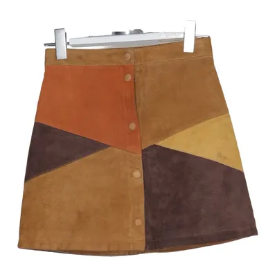 Lederrock (Braun, Orange, Gelb) von Monki Polyester, Wildleder