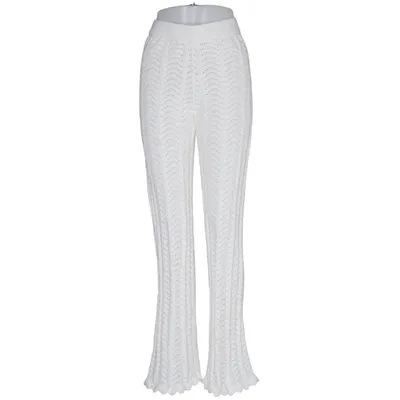 Pantalon patte d'éléphant (Blanc) de Camilla Pihl Coton, Polyester recyclé