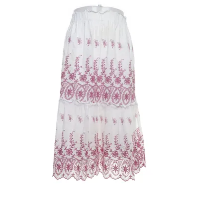 Långkjol (Vit, Rosa) från By Malina Collection Bomull