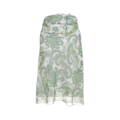 Skirt (Green, White) from Urban Outfitters Polyester
