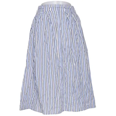 Jupe longue (Bleu, Blanc, Noir) de Zara Basic Coton, Lin