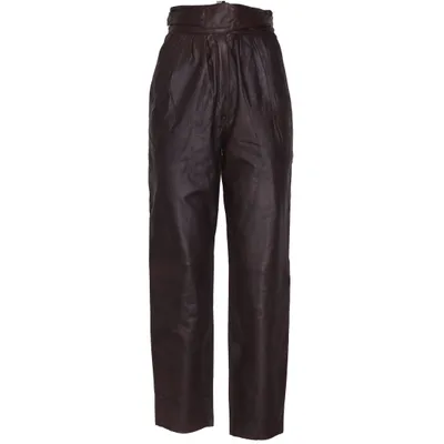 Leren broek (Bruin) van Luigi Acetaat, Leer, Polyamide