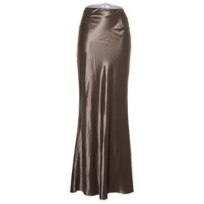 Nederdel (Tall Satin Maxi Skirt Khaki) fra Boohoo Polyester