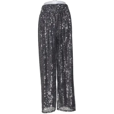 Pantalon (Noir, Argent) de Leana Mode Élasthane, Polyester