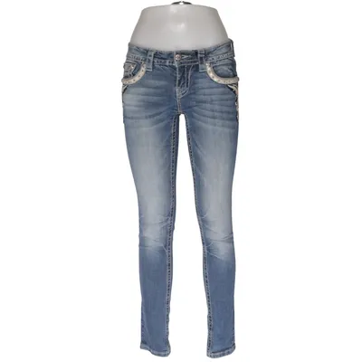 Jeans (Blå) från Miss Me Bomull, Elastan