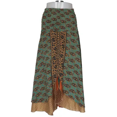 Jupe longue (Vert, Marron, Multicolore) Soie